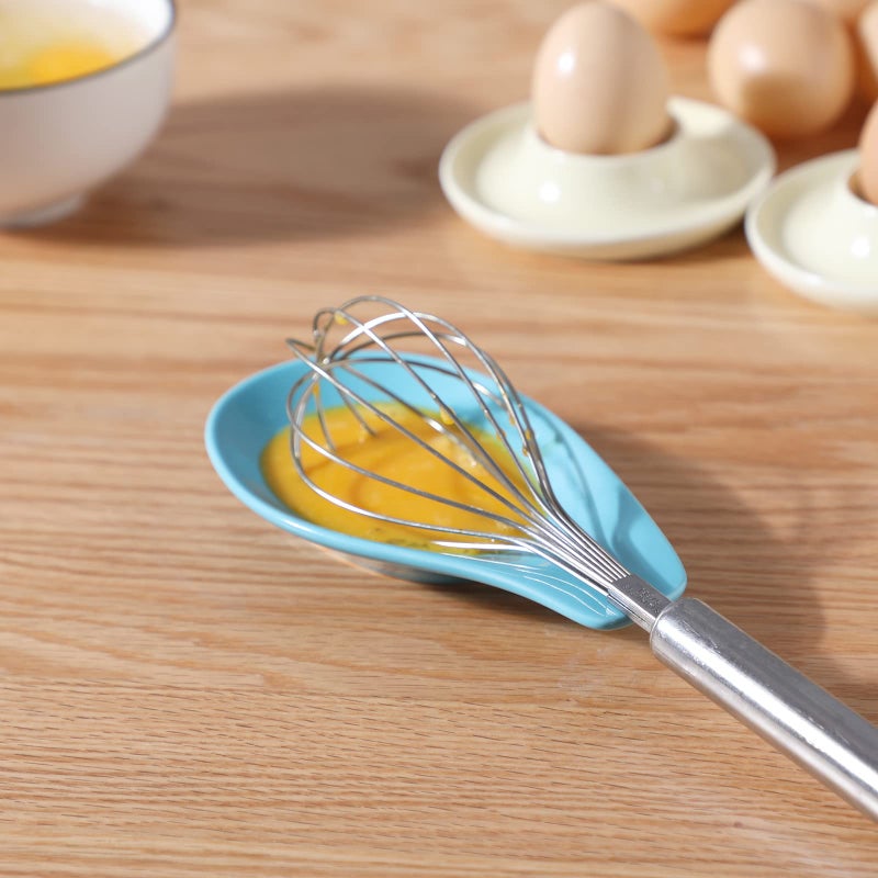 ONTUBE Ceramic Spoon Rests for Buffet Set of 4, Porcelain Sauce Dish Resting Cooking Spoons Holder, 6.5 Inch (Blue) - Image 2